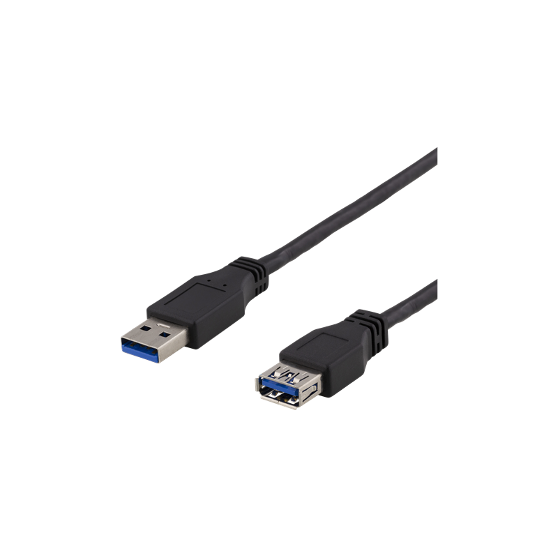 DELTACO USB 3.1 Gen 1 jatkokaapeli 3 metriä, musta